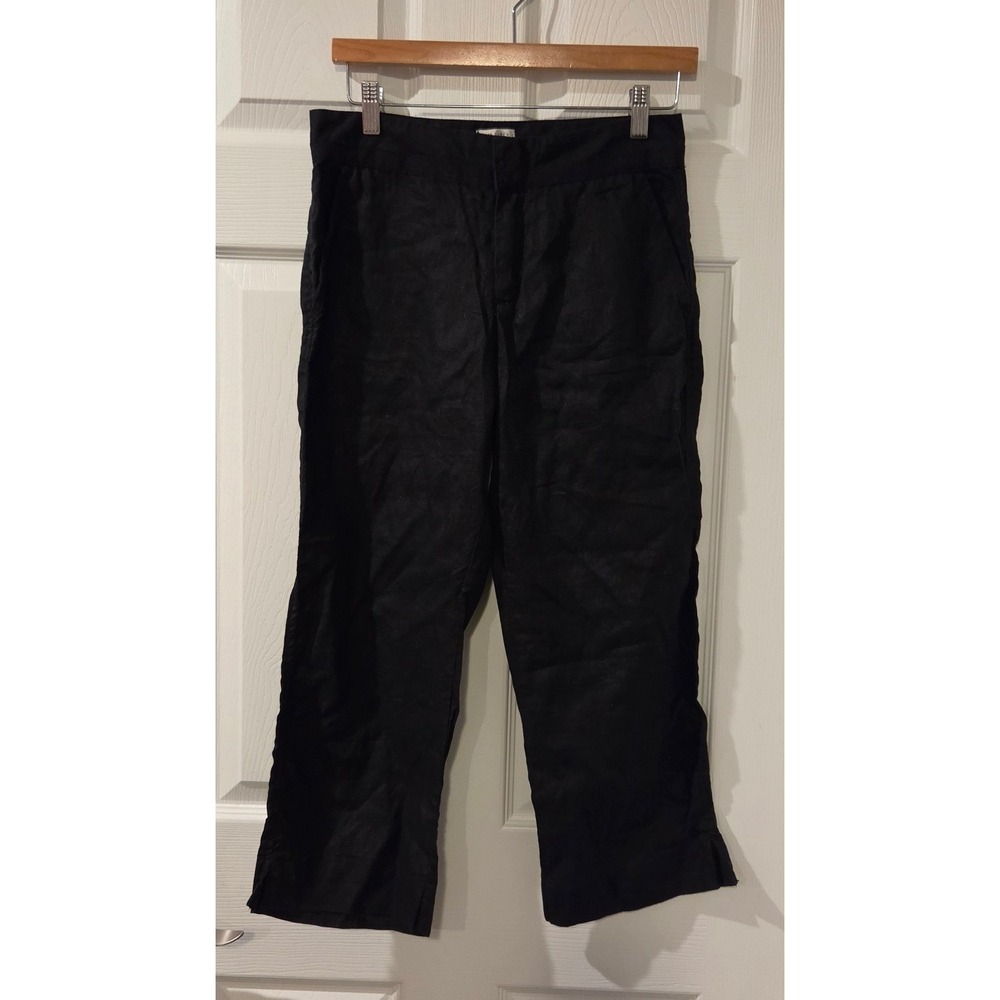 Y2K‎ Old Navy 100% Linen Black Crop Pants Womens Size 2 Just Below Waist